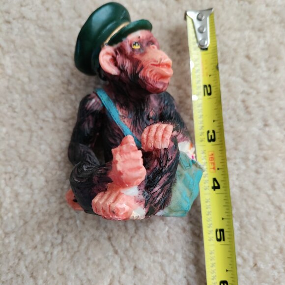 Chimpanzee Mailman Figurine Colorful VGUC ~4" Tall - See pics for sizing. - Picture 7 of 7